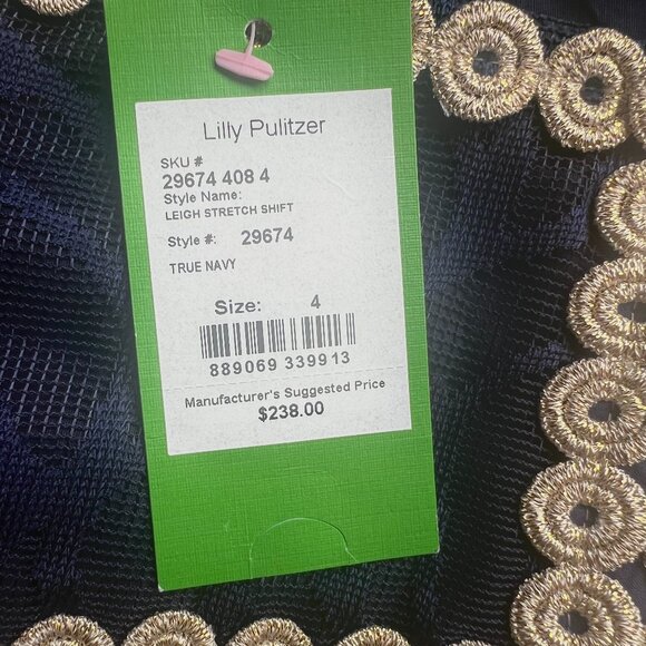 Lilly Pulitzer Leigh Shift Dress Navy Lace Trim NWT 4 - Picture 7 of 8